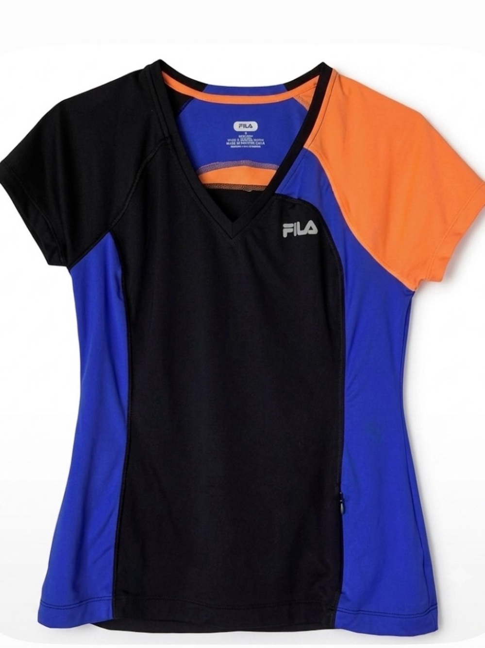 FILA Sport Athletic Pullover Top, Women’s M, Black Blue Orange